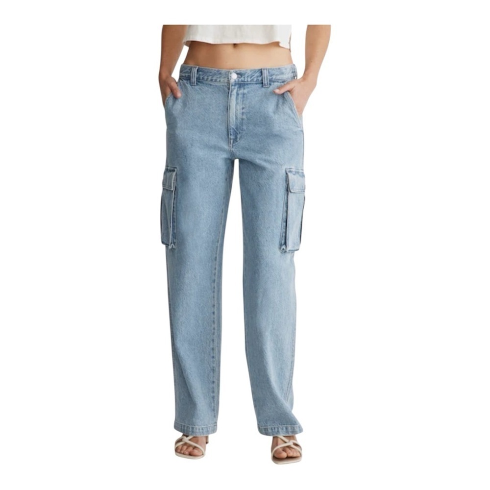 Madewell Low-Slung Straight Cargo Jeans in Coleman Wash Size 28.
